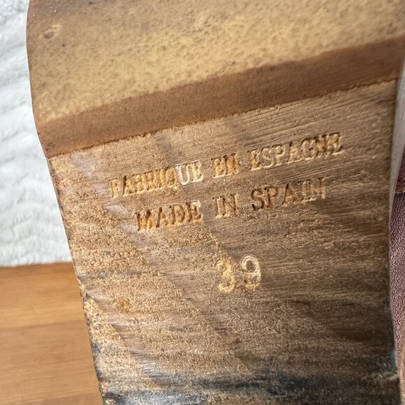 Free People Amber Orchard Heel Platform Clog Two Tone Brown Leather Sz 8.5 EU39 - Picture 11 of 12